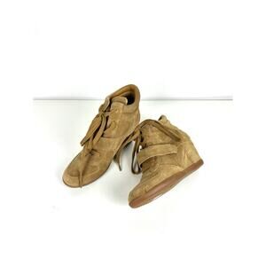 NWOT Ash Limited Womens Bowie Wedge Lace-Up Suede Casual Shoes Tan Size 7 (eu38)